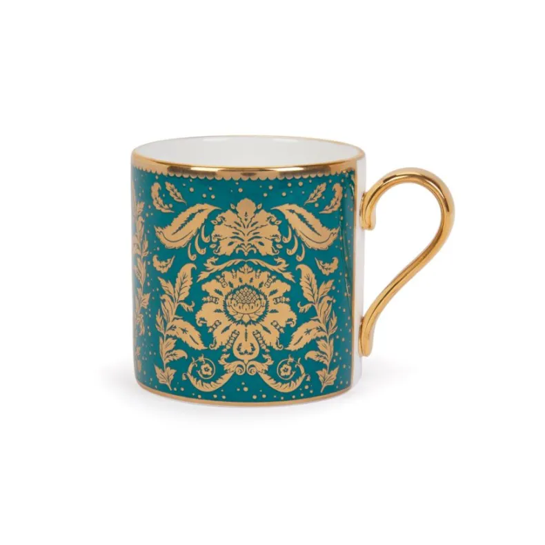 Acanthus Teal Coffee Cup And Saucer