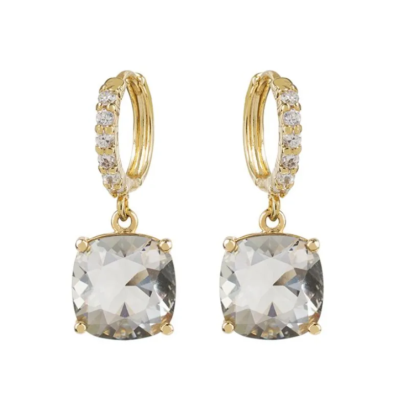 Black Square Crystal Earrings