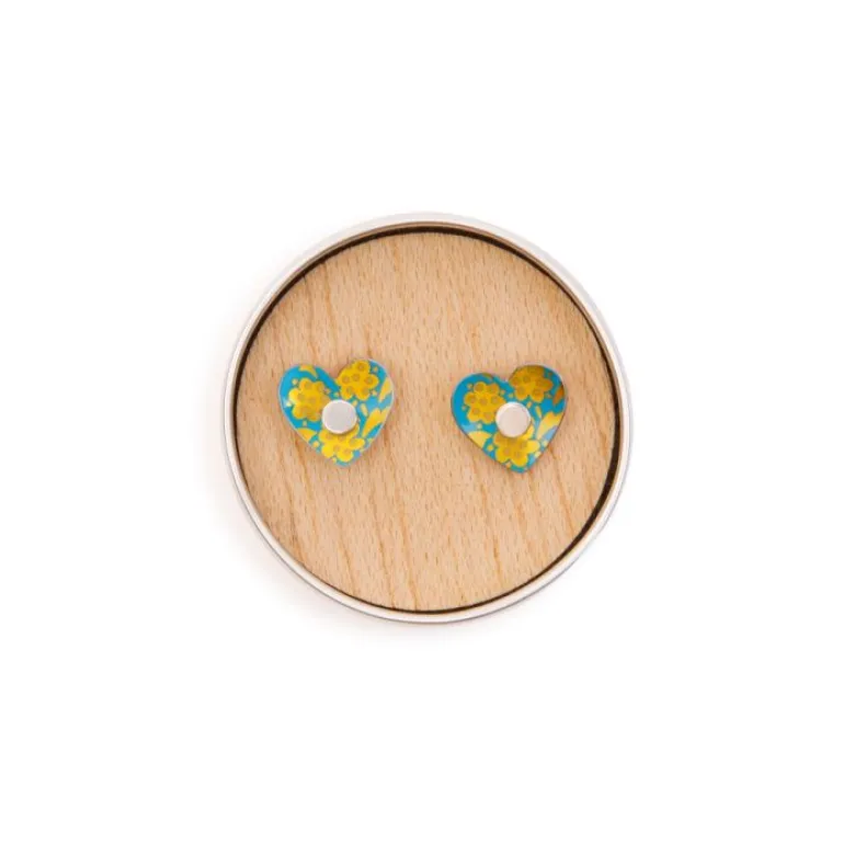 Coat Of Arms Tin Heart Stud Earrings