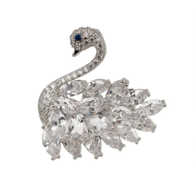 Crystal Swan Brooch