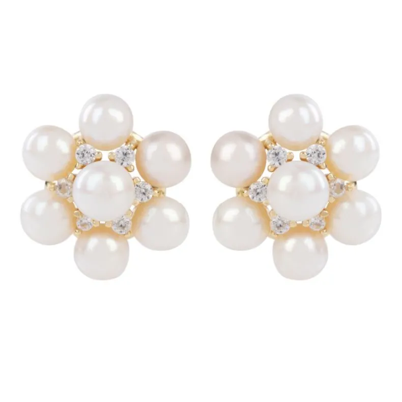Holbein Pearl Flower Stud Earrings