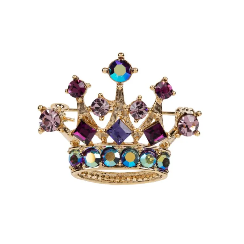 Purple And Gold Crown Brooch