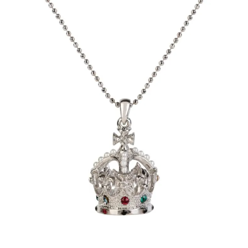 Silver Crown Necklace