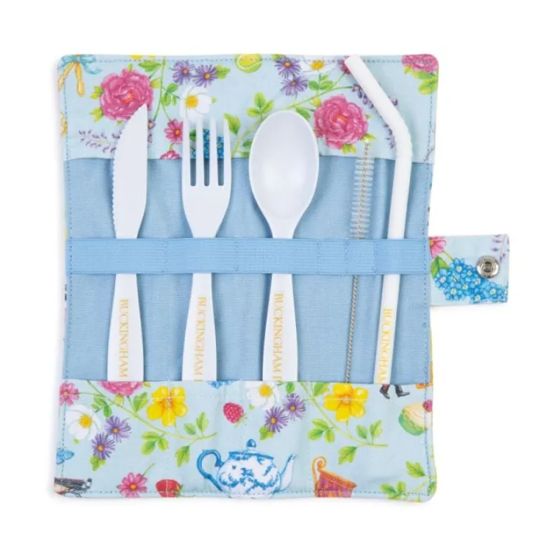 The Summertime Blue Bamboo Cutlery Wrap
