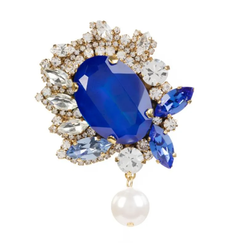 Vicki Sarge Blue Crystal Brooch