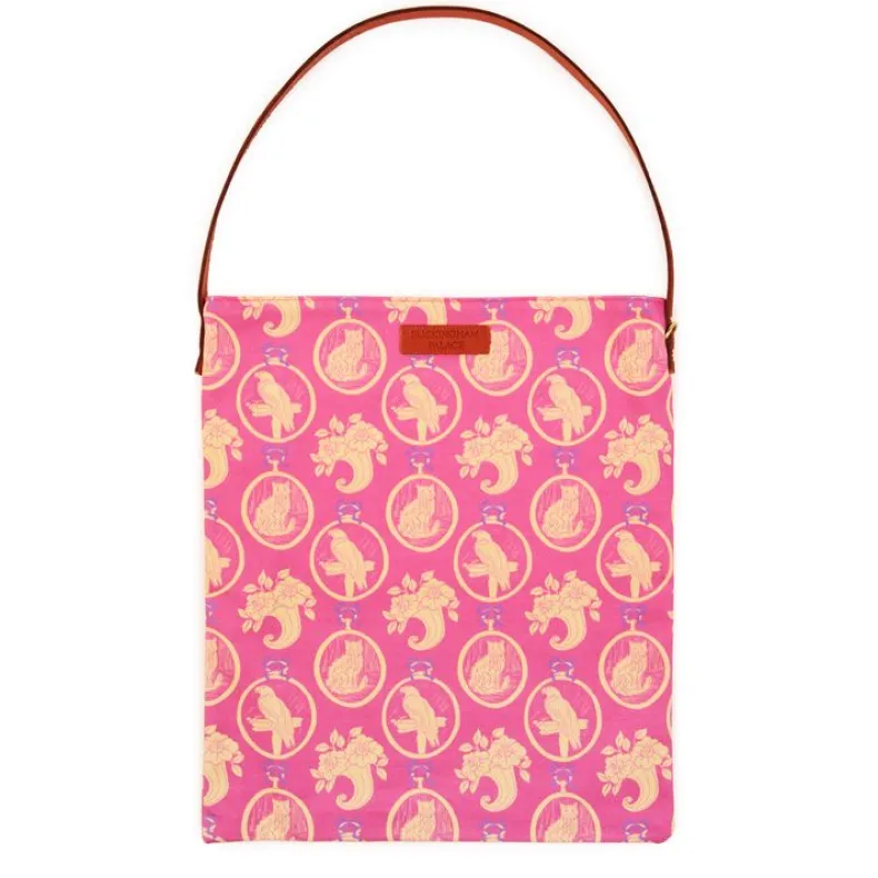 Yellow Parrot And Cat Print Tote Bag